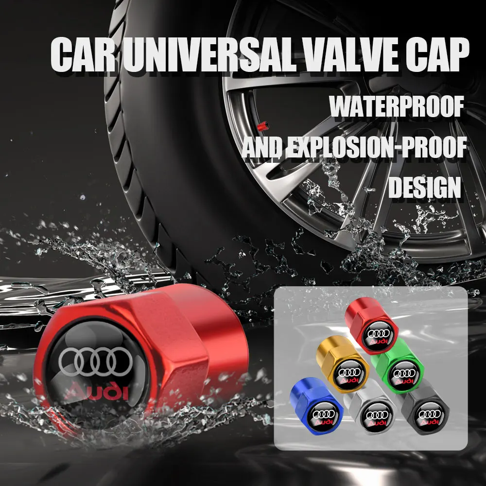 Car Wheel Tire Valve Caps Stem Covers Decoration For Audi A3 A4 B8 B9 A6 C5 C6 C7 A7 Q5 A5 A8 8V0 857 951 S RS TT SLINE QUATTRO