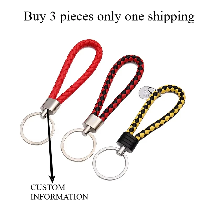 Woven Leather Rope Customize Keychain Laser Engrave Personalize braid Car Bag Keyring Pendant Blank Key Chain Lanyard