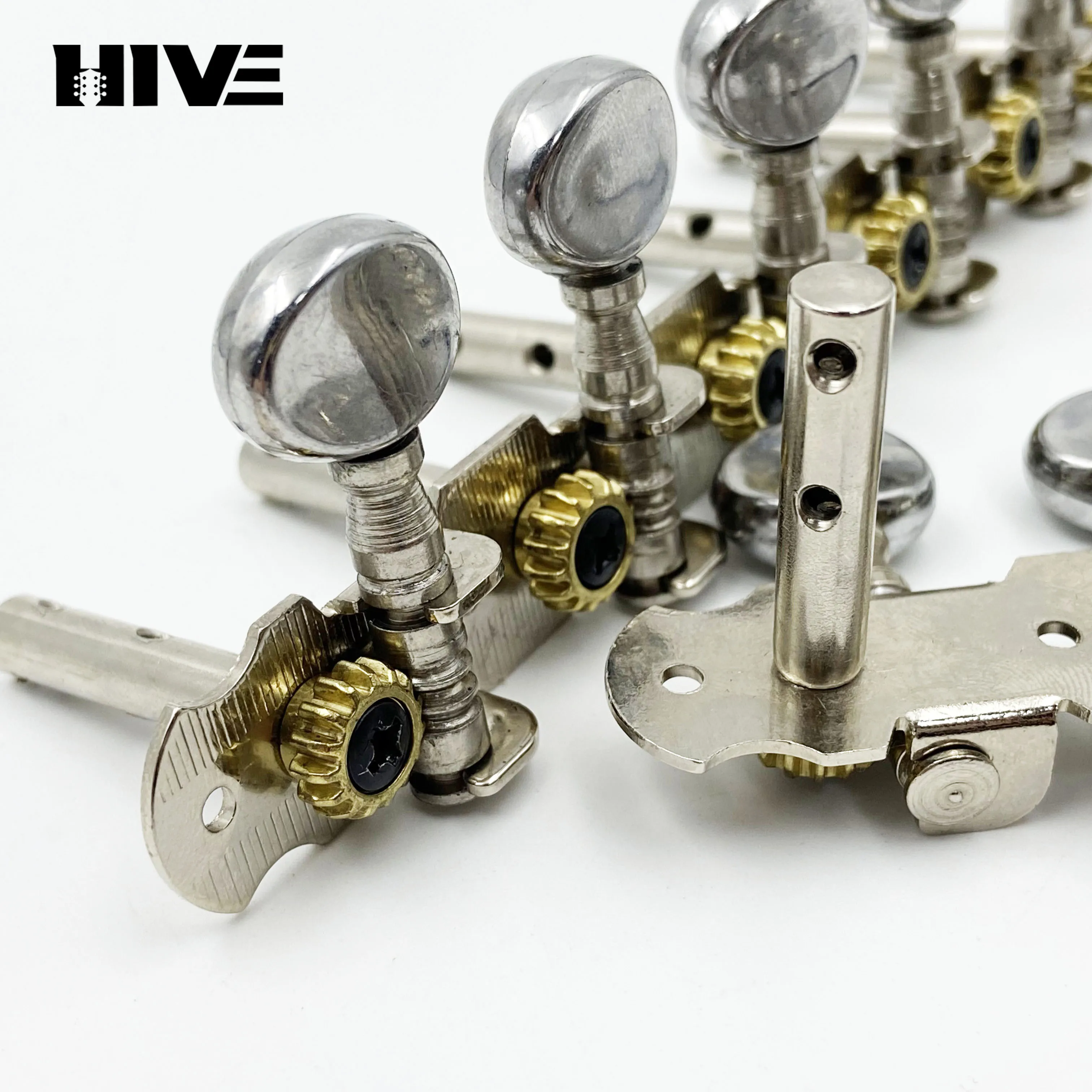 High-quality 6-string Guitar Tuning Pegs Electroplated Small Round Head Double-hole Style Tuning Pegs Guitar Accessories