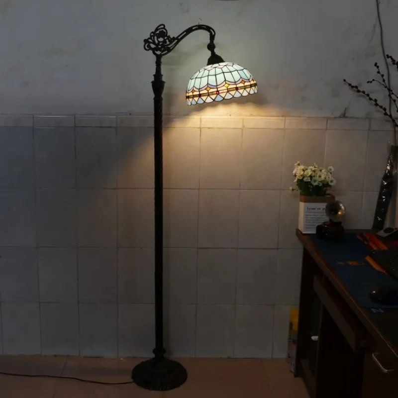

Light luxury Nordic floor-to-ceiling bedroom study living room hotel sofa stained glass creative floor lamp fishing lamp