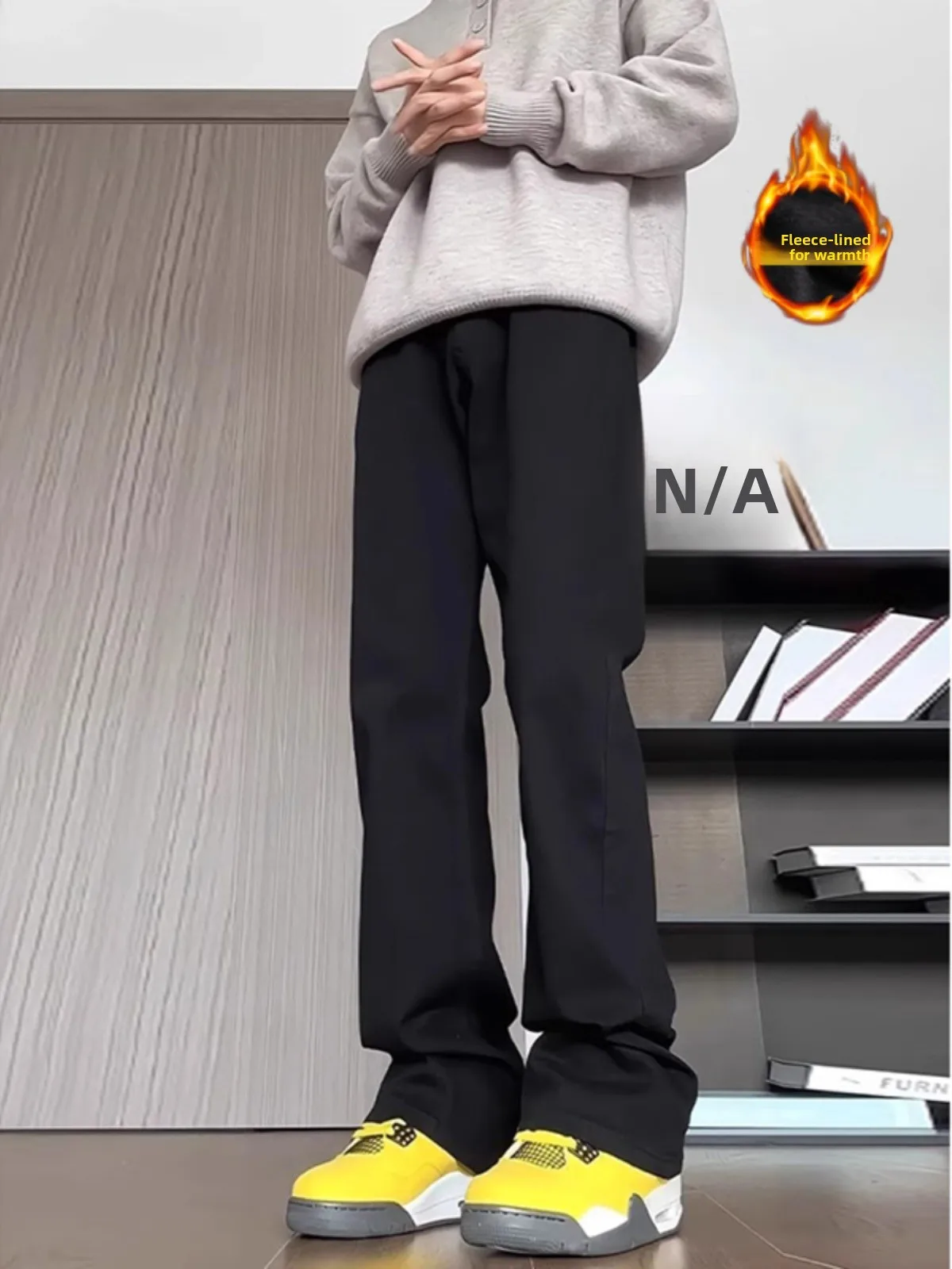 

Мужские джинсы Bla Fce с подкладкой, прямые, зауженные, укороченные, для зимы, молодежные, модные, длинные брюки