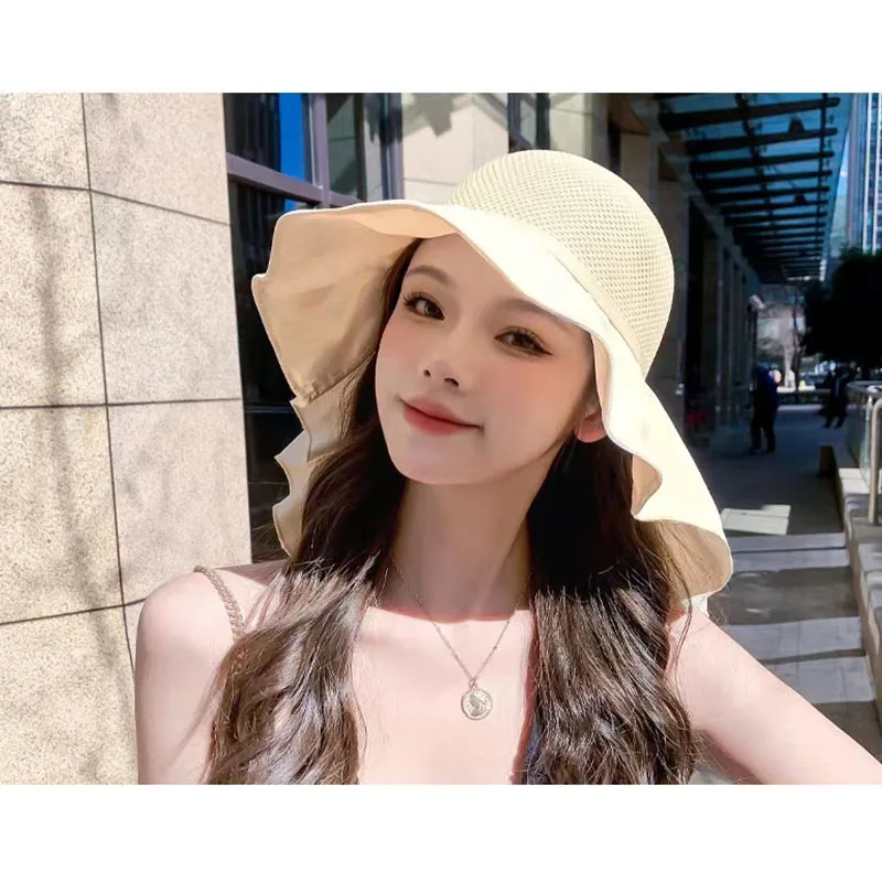 Sun Protection Women Bucket Hat Wide Brim Hat Elegant Sun Hat Fisherman Cap For Outdoor Beach with UV Protection Neck Protection