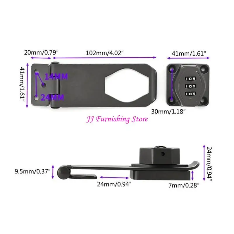 A9LB Antitheft Mật khẩu Khóa ngăn kéo 3Digit Khóa kết hợp Khóa Hasp Hasp