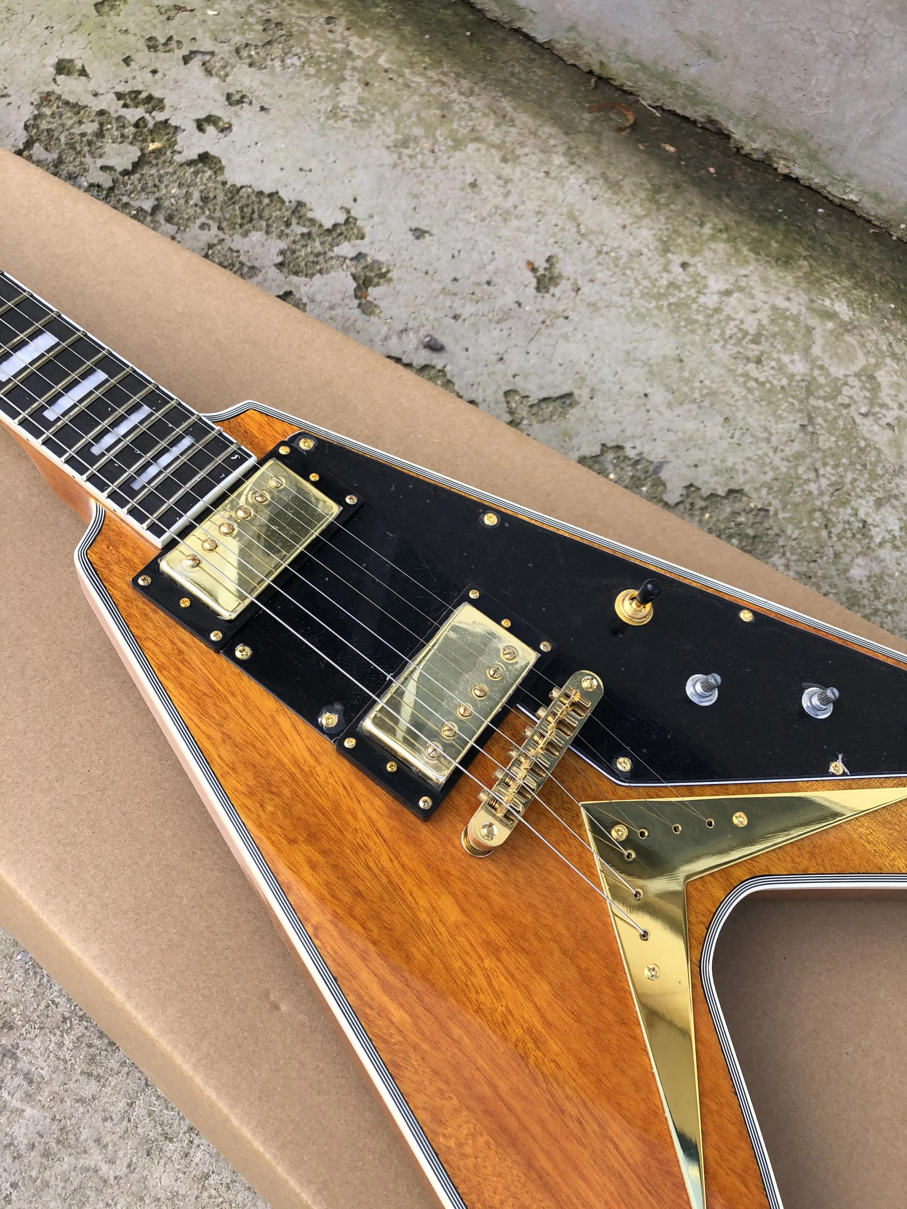 Stock Flying V Shape Style Electric Guitar with Mahogany Body Rosewood Fingerboard Tune-O-Matic Bridge Signed Version free shipp