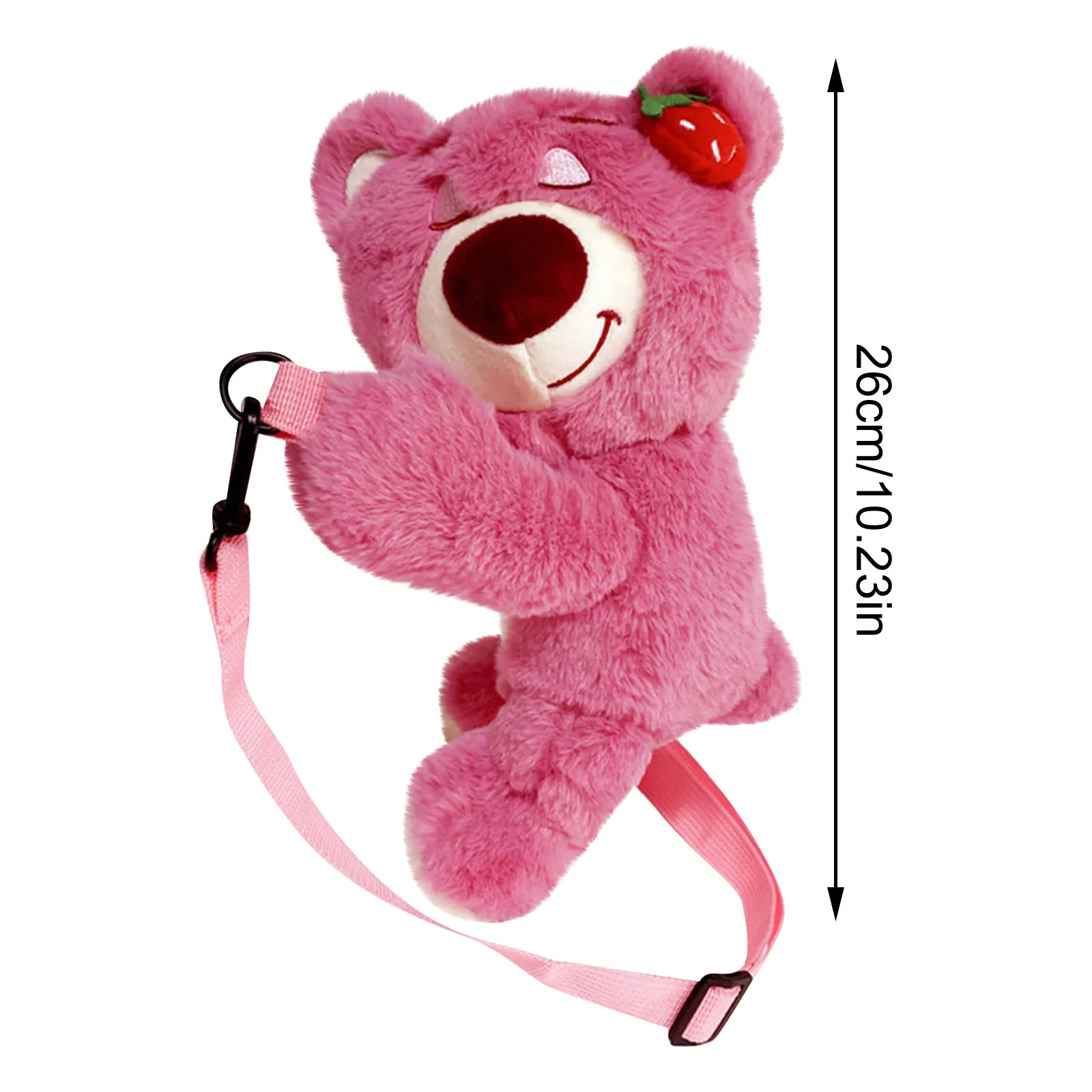 Adorable Plush Bag For Kids, Cartoon Strawberry Bear Design, Perfect Crossbody Bag For Little Girls, Soft And Cute