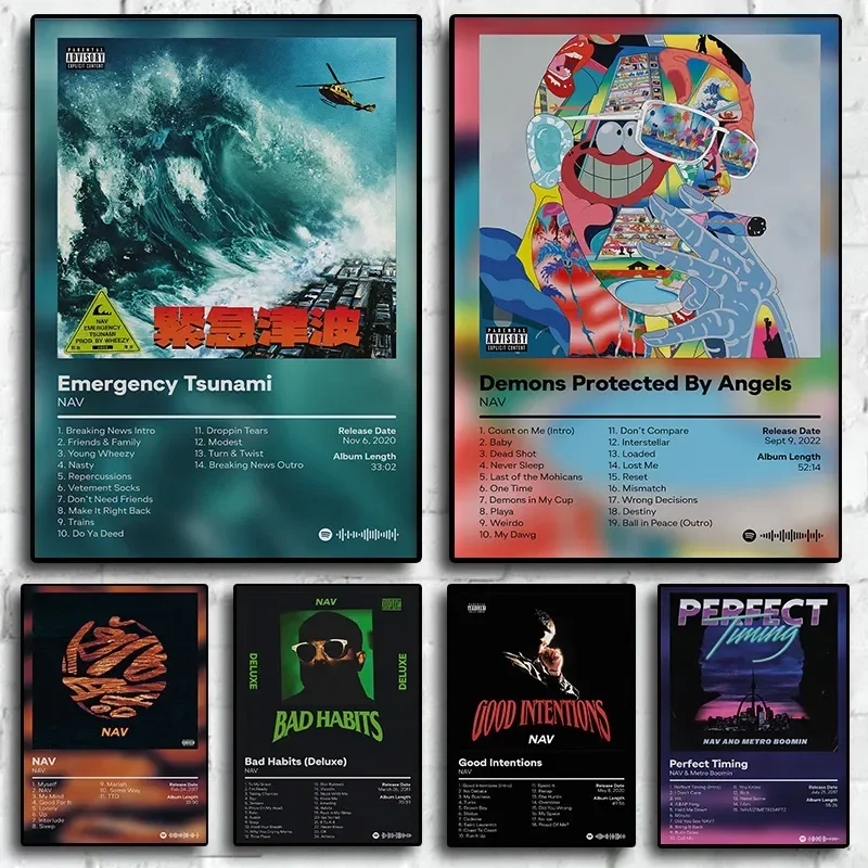 Rapper Hip Hop Rock Pop Rap Music Album Cover Artist NAV Poster Aesthetic Good Intentions Canvas Wall Art Room Home Wall Decor