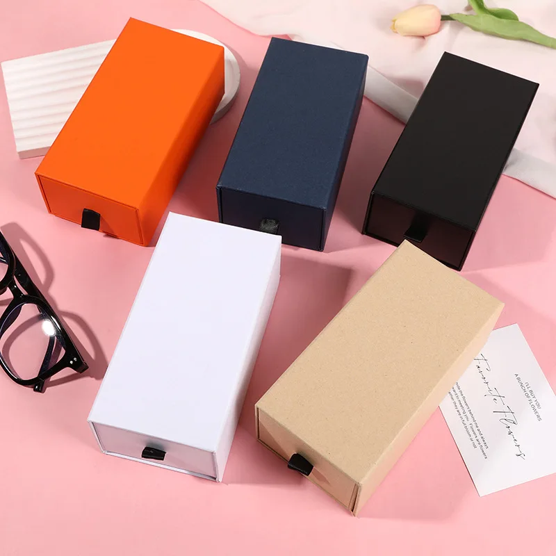 Portable Eyeglass Storage Box Drawer-style Paper Packaging Case Durable and Sturdy Store Gift Boxes Dimensions 17.8 * 8 * 5.5 Cm