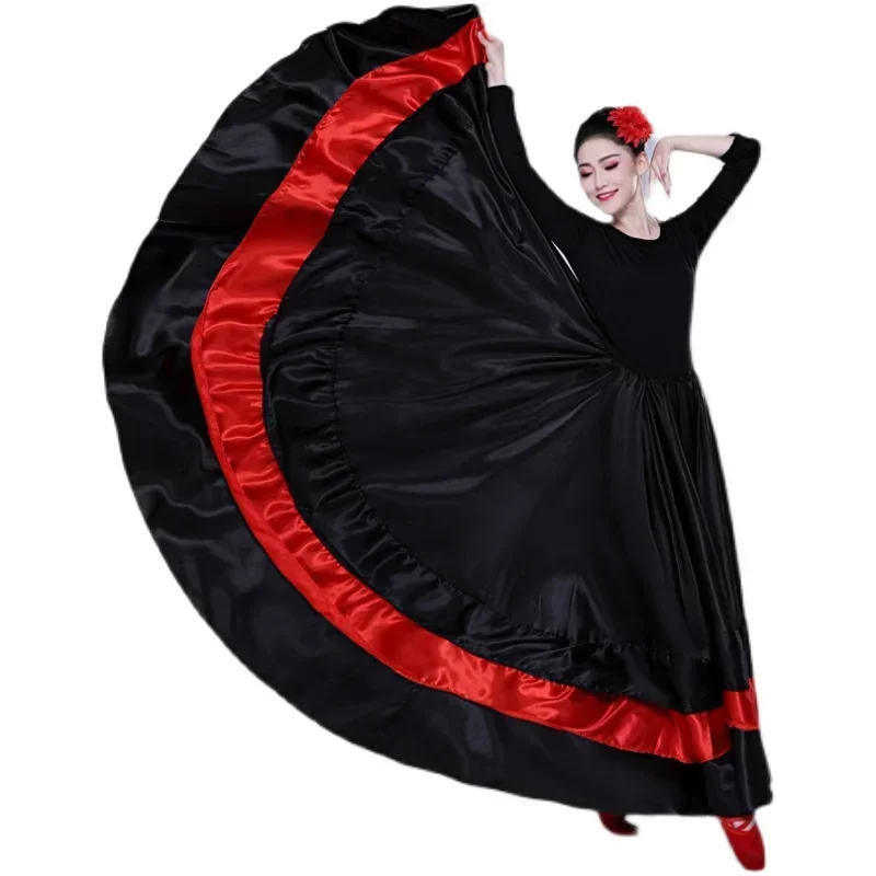 Woman New Spanish Bullfighting Skirt Belly Dance Adult Opening Square Oriental Dance Flamenco Dance Skirt 360 540 720 Degree