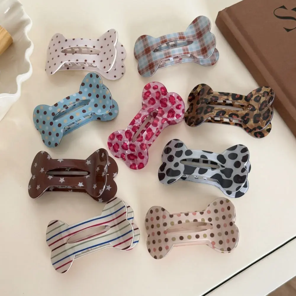 Elegant Bone Shape Hair Claw Clip Flat Design Comfort Style Sweet Cool Accessory Retro Leopard Ponytail Holder Fashion