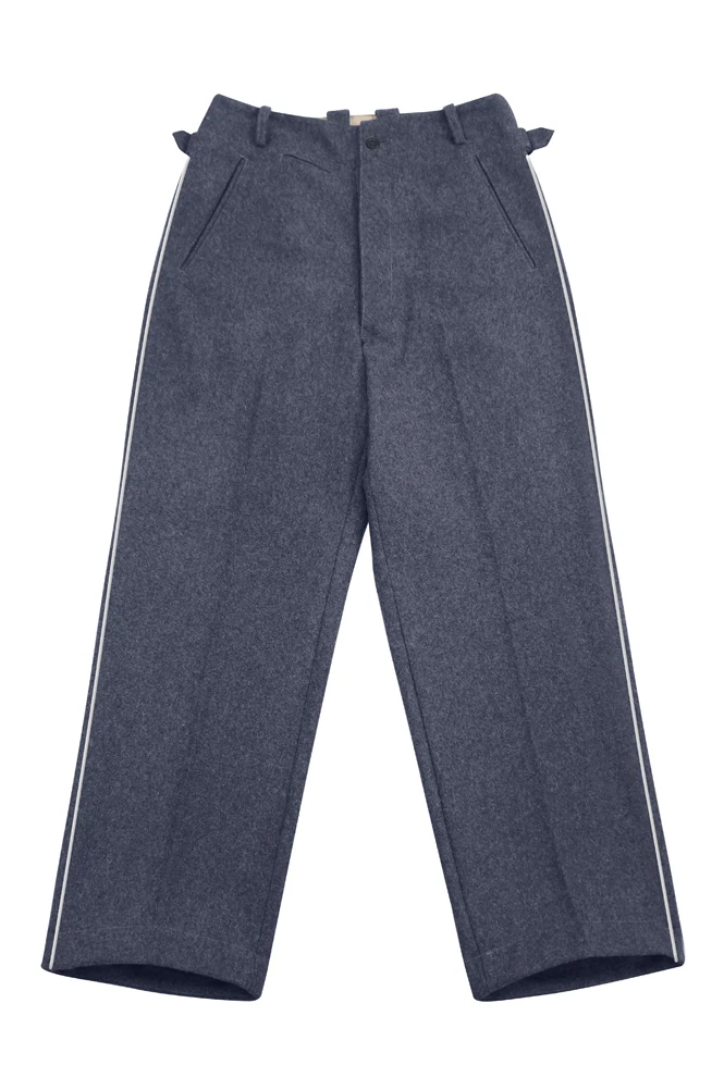 GUWF-011 WWII German Luftwaffe Officer Wool Straight Trousers With White Pipe