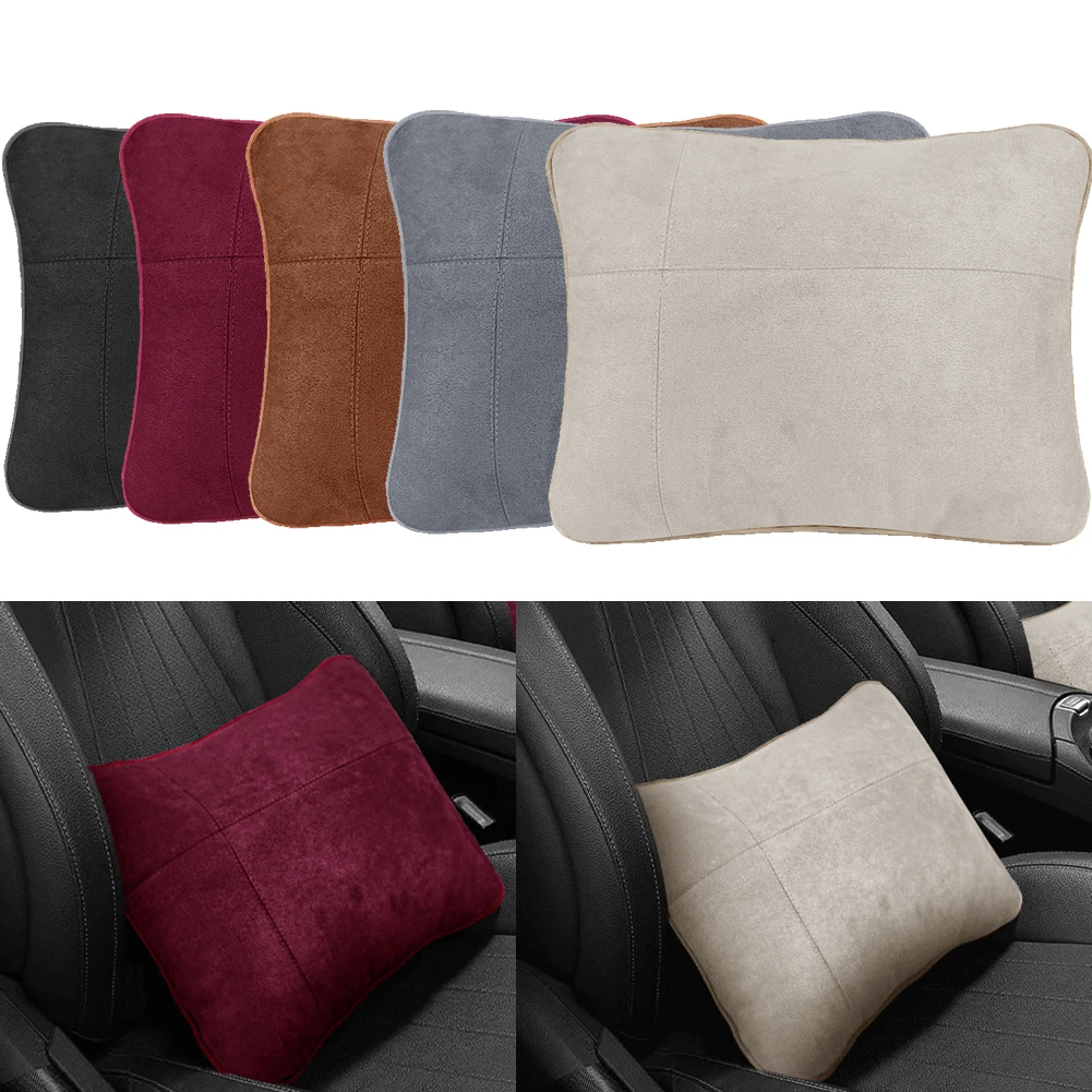 Car Lumbar Pillow Waist Support Lumbar Cushion Suede Fabric Backrest Lumbar Pillow Car Comfortable Neck Pillow Auto Accessorie