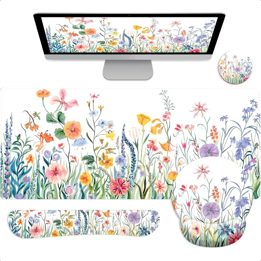

Long Mouse Pad XXLErgonomic Desk Mat Gaming Set Keyboard Wrist port Rest Mouse Pad Suitable for Office and Home XXL Fragrant Pl