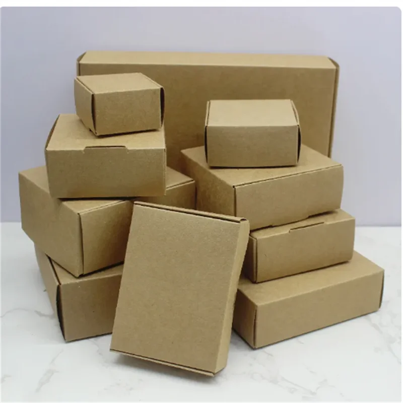 تعبئة هدايا مصنوعة يدويًا بأحجام متعددة ، ورق كرافت أبيض ، صندوق تعبئة عيد الميلاد ، 10 أشخاص بأحجام متعددة #6