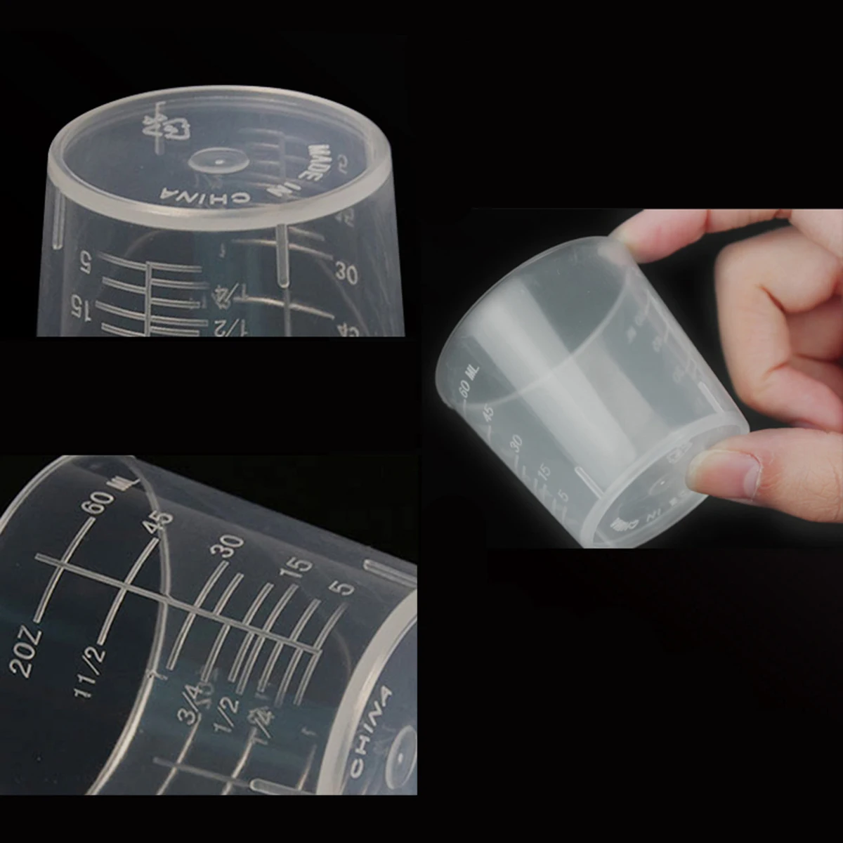 

40Pcs 60ml Graduated Plastic Measuring Cup Transparent Scale Cups For Office School Lab(Transparent)