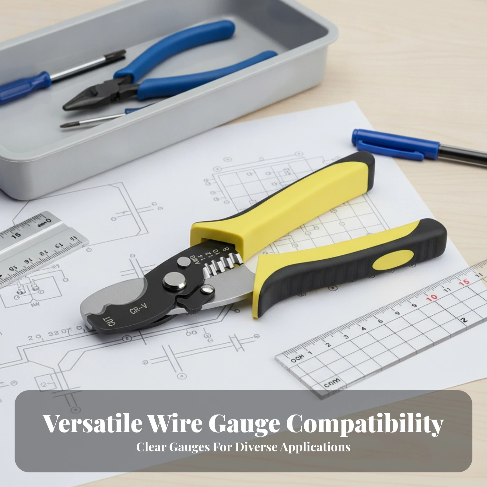 Cable Stripping Pliers AWG Marked Holes Wire Stripping Tool Electrical Wire Pliers Locking Latch Ergonomic Handles