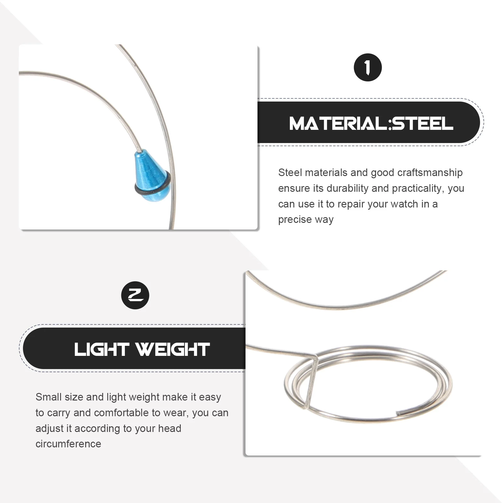 2 قطعة حامل العدسة من أسلاك الفولاذ قابل للتعديل، دعامة تثبيت صغيرة على شكل دائرة العدسة لأداة ملحقات إصلاح الساعة #1