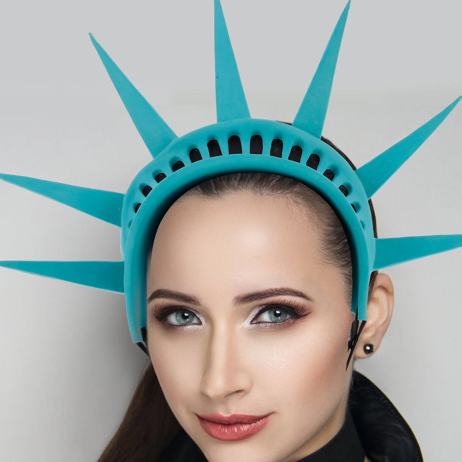 

Statue of Liberty Headband Hair Spiked Costume Statues Vinyl Lady Crown Patriotic Goth Headpiece Miss