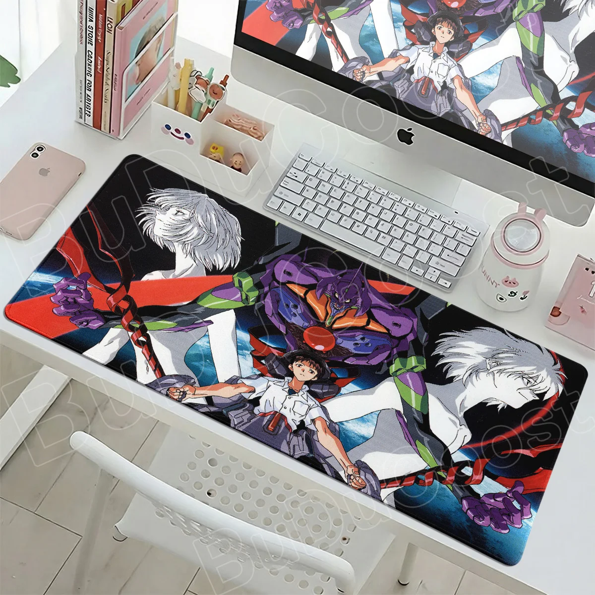 Cute Anime Girl Ayanami Rei Mouse Pad Lock Edge HD Print Evangelion Gamer Keyboard Office Deskmat Home Bedroom Decoration Carpet - view 2