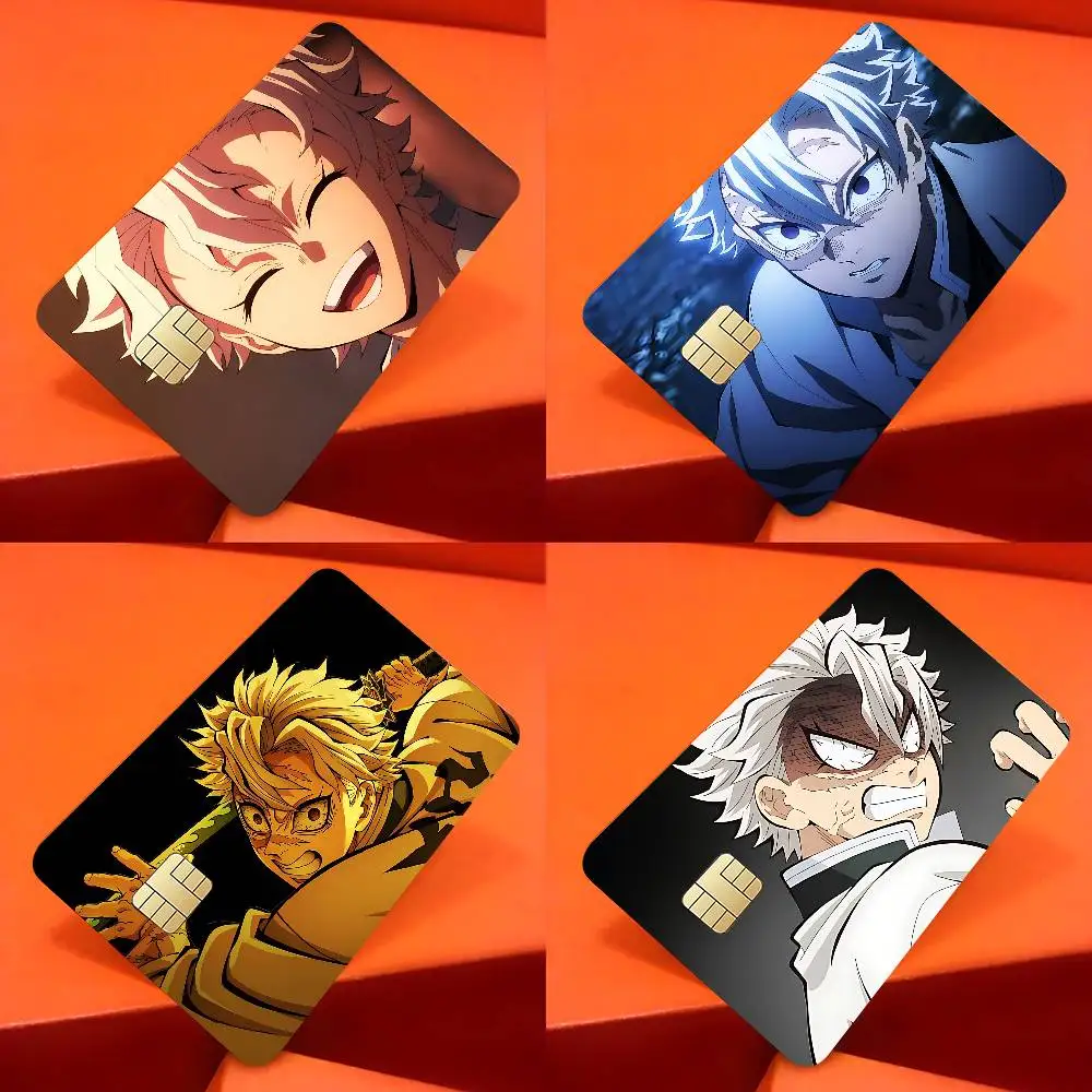 Pegatinas de piel para tarjetas de crédito Kawaii de Anime S-shinazugawa SanemiS, adecuadas para tarjetas VISA, autobús y metro, tarjetas IC sin contacto