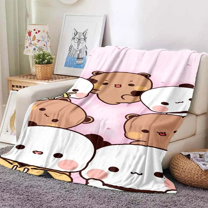 Ultra Soft Flannel Throw Blanket Bubu and Dudu Cartoon Print Kawaii Cozy Cover For Bedroom Couch Camping Travel Birthday Gift
