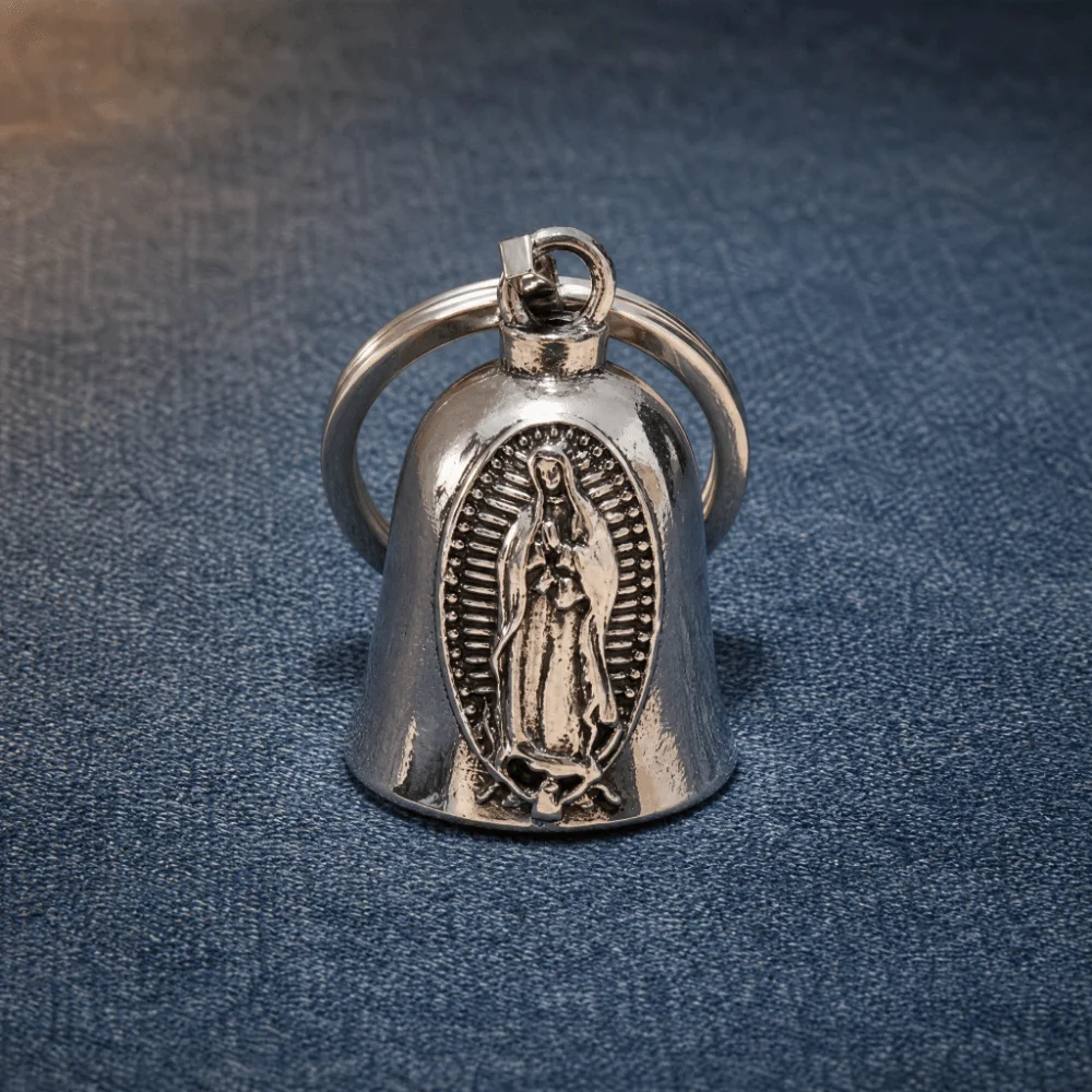 Virgin Mary Motorcycle Guardian Bell Small Size Pendant Evil Spirit Trap Bell Lightweight Punk Style Biker Good Luck Charm Men