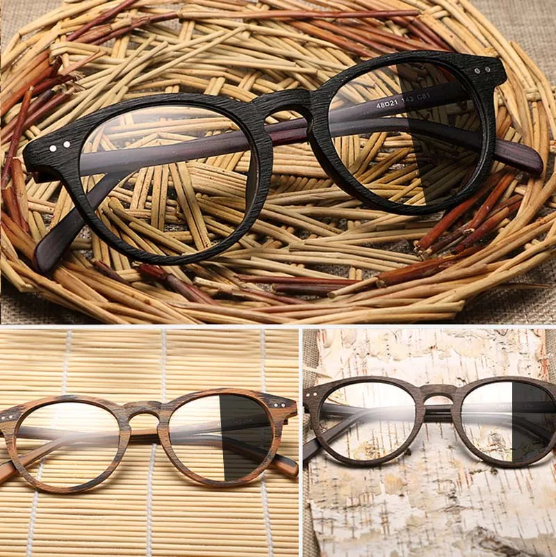 

Full Frame Wood Grain Sun Reading Glasses Photochromic New Handmade Wooden Glasses Art Retro Wooden Presbyopic Glasses Men Women