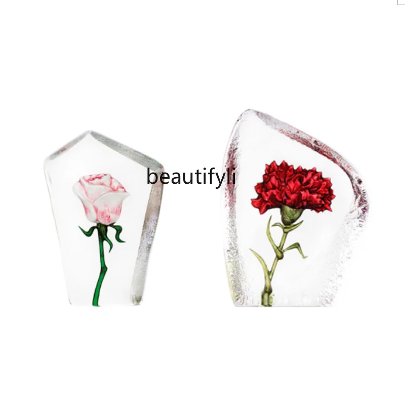 zq Creative Crystal Rose Carnation Nordic Art Decoration Desktop Love Gifts