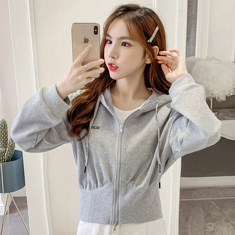 Sudaderas con capucha de gran tamaño para mujer, uniforme Preppy para estudiantes de secundaria, ropa deportiva con Base corta y múltiples hombros, mangas para adolescentes