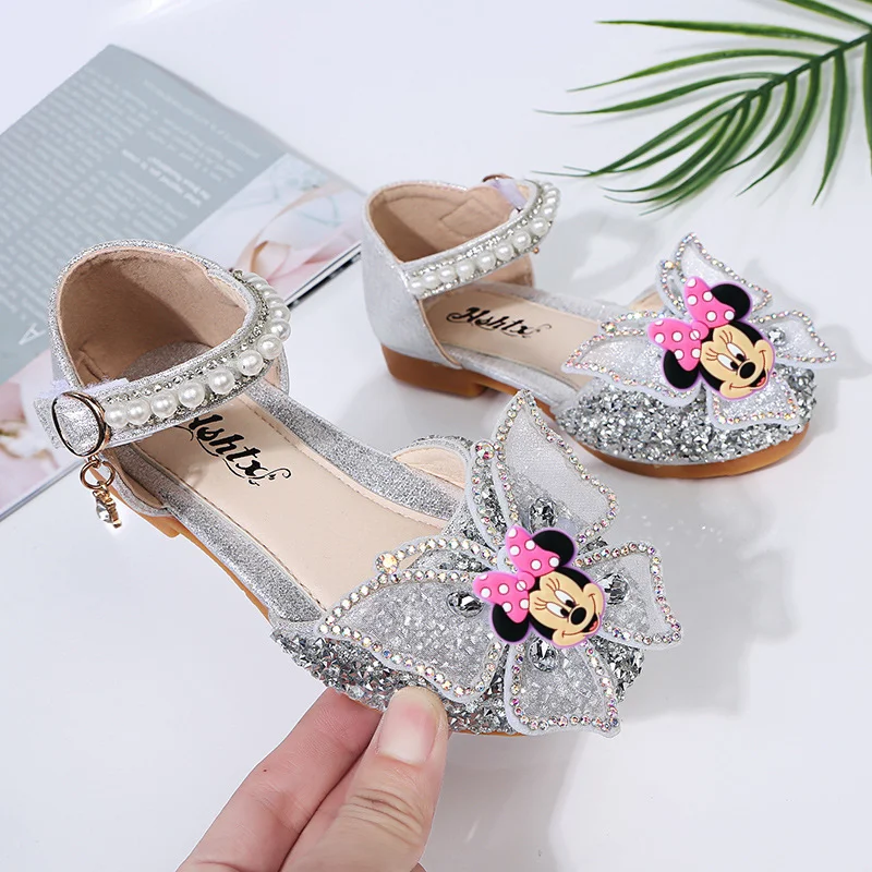 

minnie Princess Shoes Students Disney Mickey Mouse children Bow first walkers Girls Sandals Summer New Soft Sole slippers
