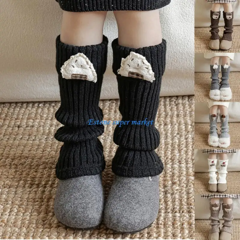 

090B Winter Calf Socks Fashionable Crochet Calf Socks Long Leg Cover Stockings