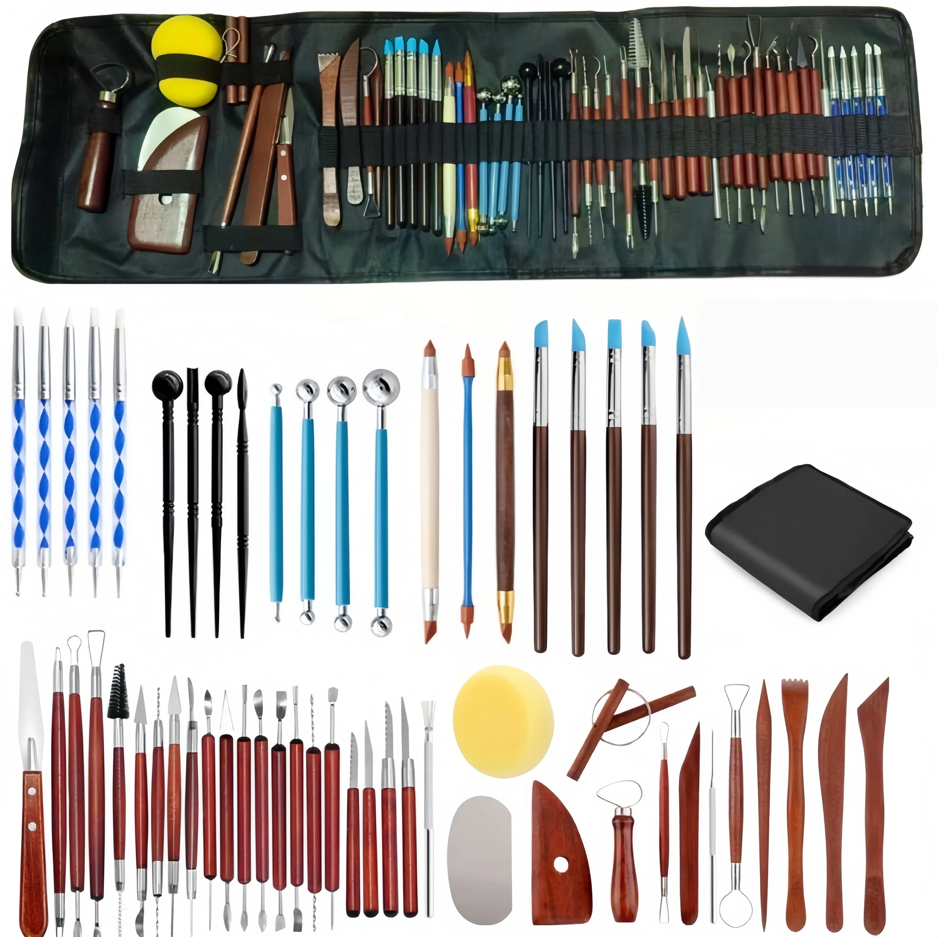 Herramientas de escultura de arcilla para cerámica, kit de herramientas de tallado de cerámica con estuche de transporte para suministros de cerámica, set de escultura de polímero