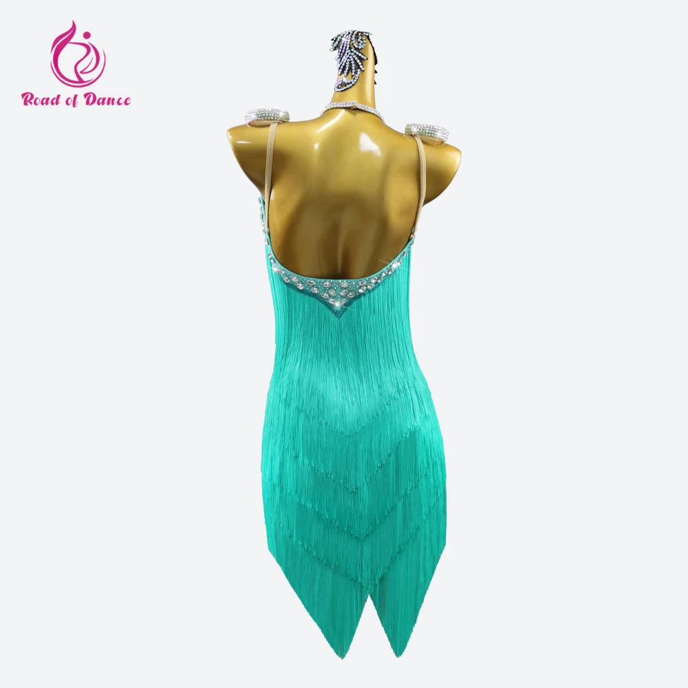 2026 Latin female Competition Dress New Dance Skirt Women\'s Ball Clothes Sport Fringe Suit Girls Sexy Midi Evening Long Costume