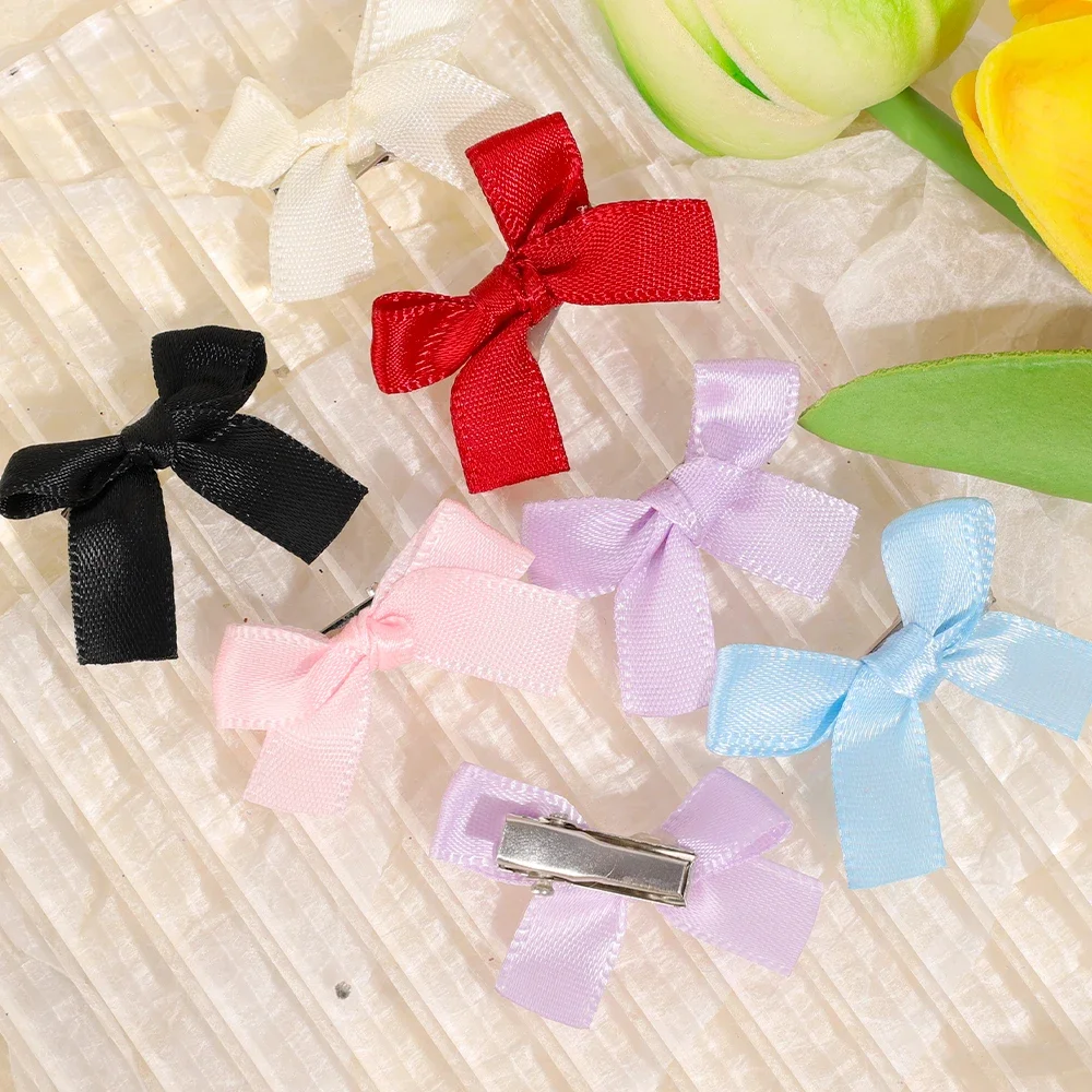 New Cute Ribbon Bow Hair Clips for Girls Korean Style Bowknot Mini Side Clip Hairpin Barrette Headwear Baby Hair Pin Accessories