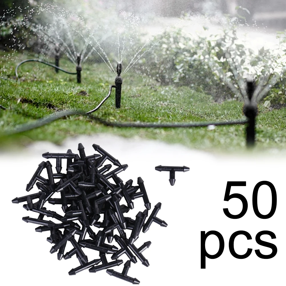 50pcs 3/5 Micro Drip Pipe Connector Plastic Micro Spray Joint Universal Portable Multi-function Lightweight for Watering Systems