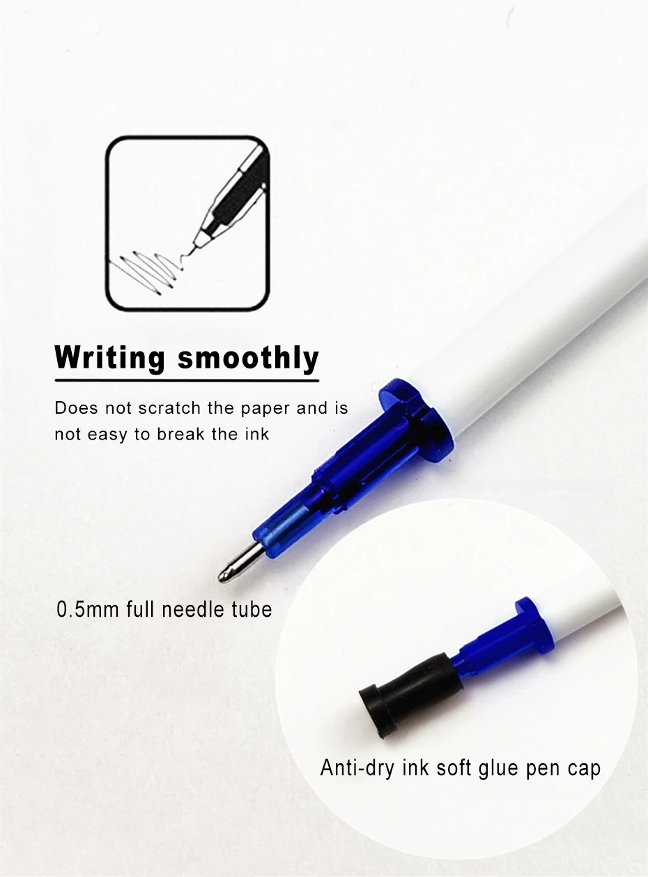 Deli löschbarer Gelstift, 0,5 mm, poröse Spitze, schwarze/blaue Tinte mit wärmeempfindlichen, löschbaren Radiergummis, nachfüllbarer Schreibstift für Kinder – Detail 16