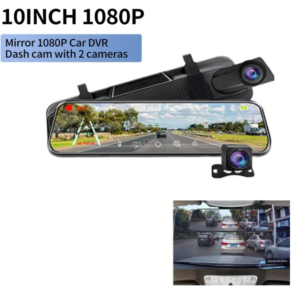 NEW Car Dash Cam 10inch 4K Dvr Carplay Android Auto GPS 5G WIFI AUX Stream RearView Mirror Dashcam Camera Drive Recorder FM