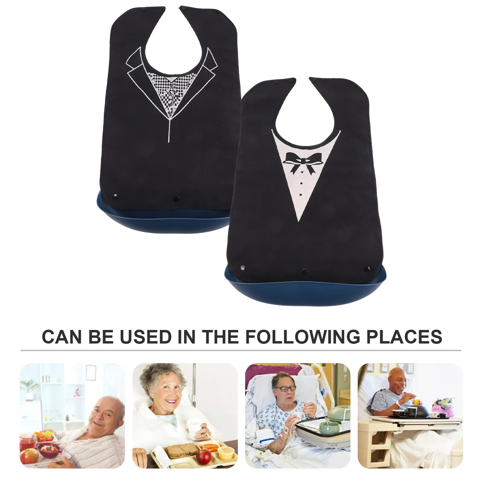2Pcs Waterproof Adult Bibs Large Comfortable Skin-Friendly Bib for Adults Eating Spill-Proof Leak-Proof Household Clothing