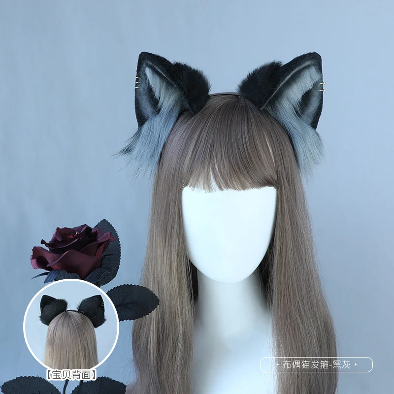 Kawaii Cat Ears Headband Sexy Cat Ear Headdress Hair Accessories Faux Fur Fox Ear Hairpin JK Girl Halloween Cosplay Headwear