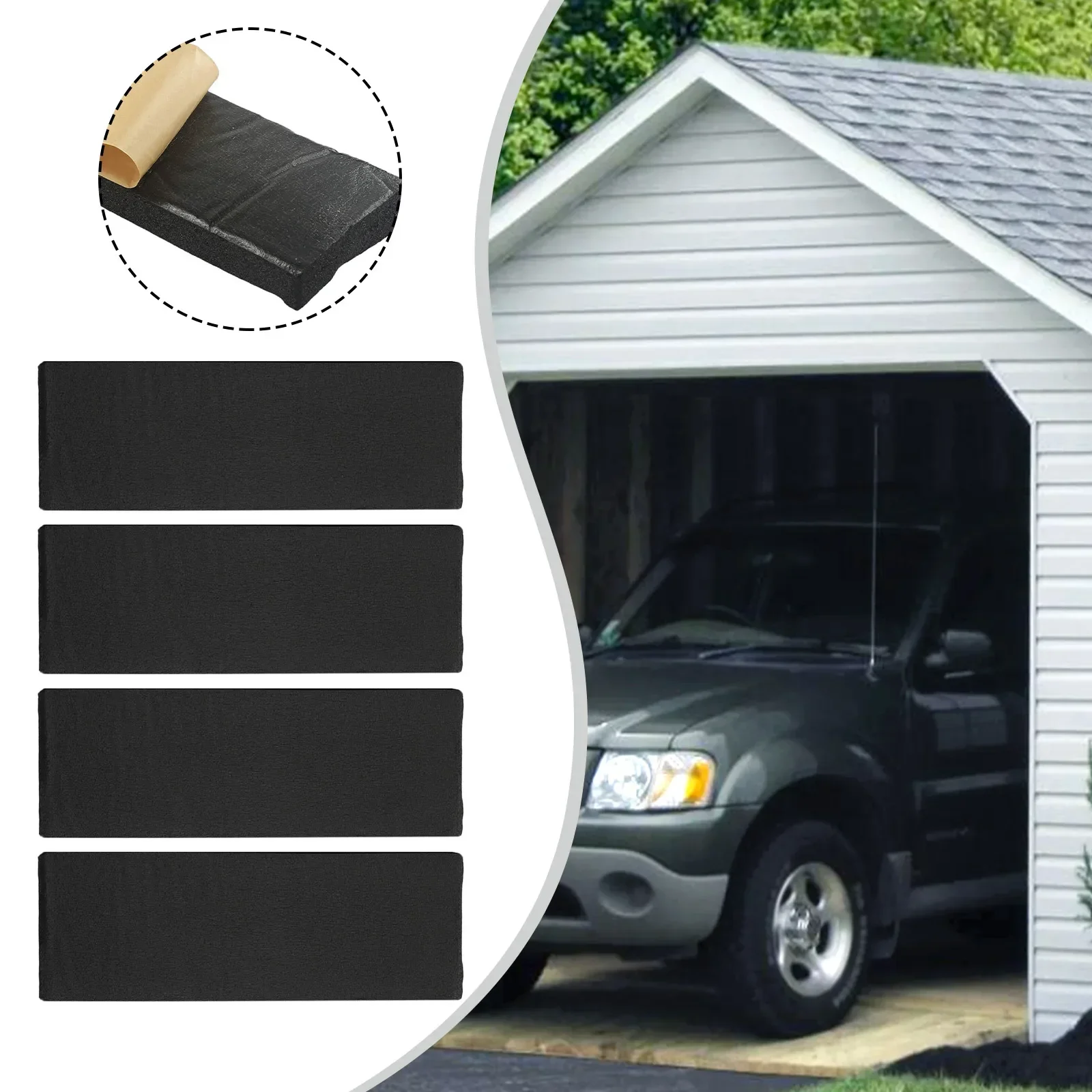 4Pcs 30X10X3cm Black Rubber Plastic Foam Garage Wall Protector Door Protection Strips Fits For Parking Spaces/ Warehouses