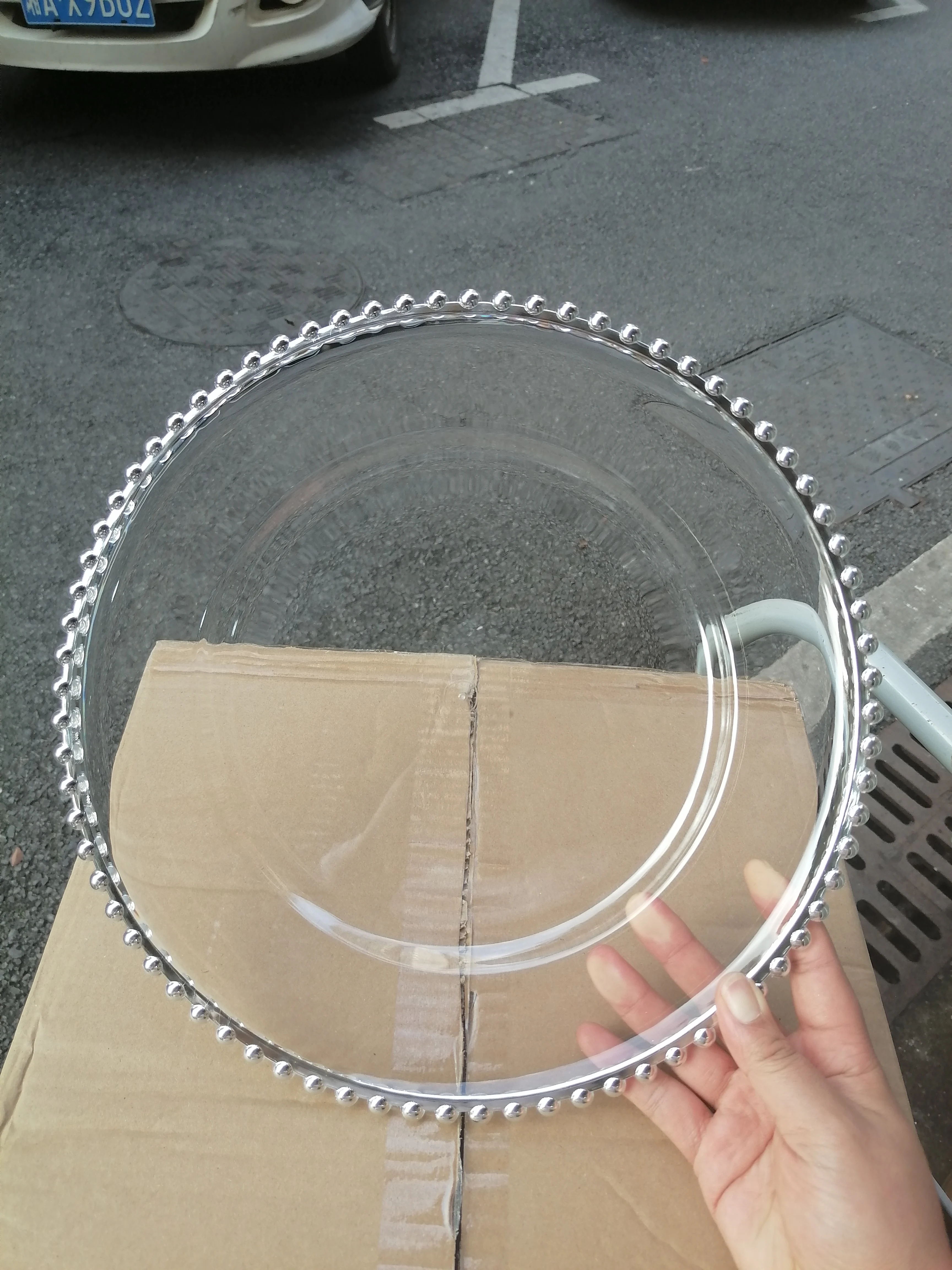 Clear Charger Plates with Beaded Rim 13 Inch Plastic Round Charger Plates Bulk Acrylic Round Dinner Plate Chargers Decorative Pl