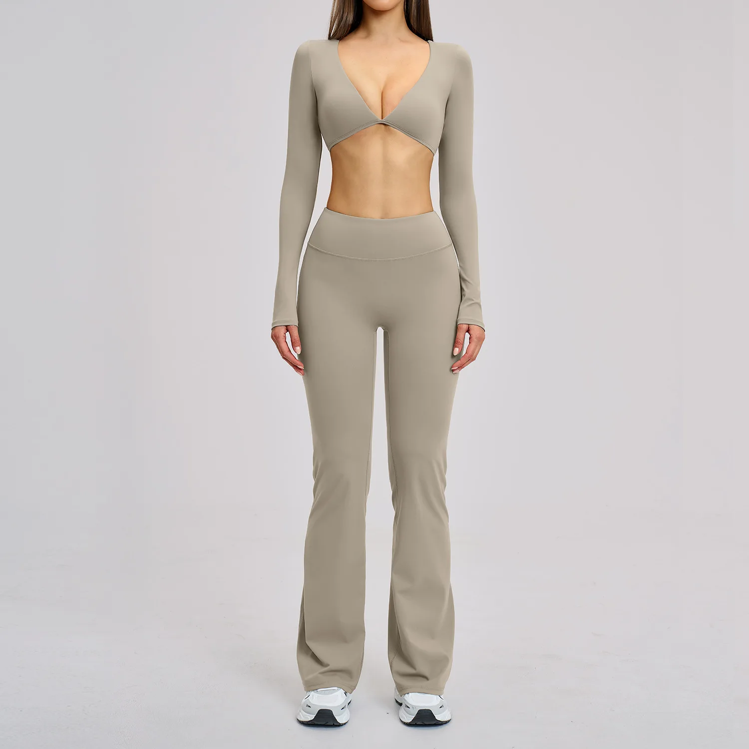 Yoga Set 2PCS Women Tracksuit Sportswear Yoga Outfits Workout Clothes Athletic Wear Gym Legging Fitness Long Sleeve Sports Suits