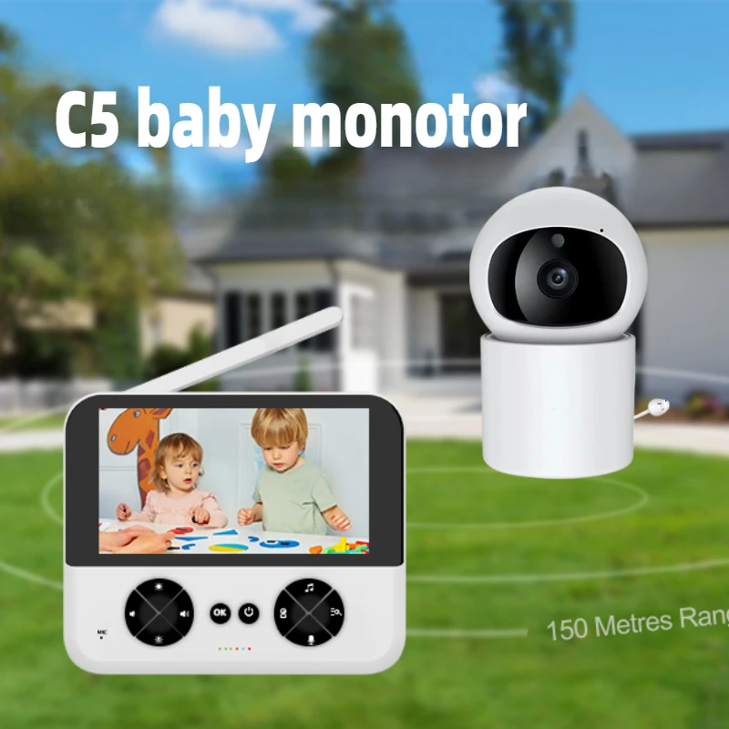 Monitor de bebé C5, visión nocturna de 720P, pantalla LCD a Color de 4,3 pulgadas, conversación bidireccional, modo Vox, visión nocturna automática, temperatura ambiente, canciones de cuna