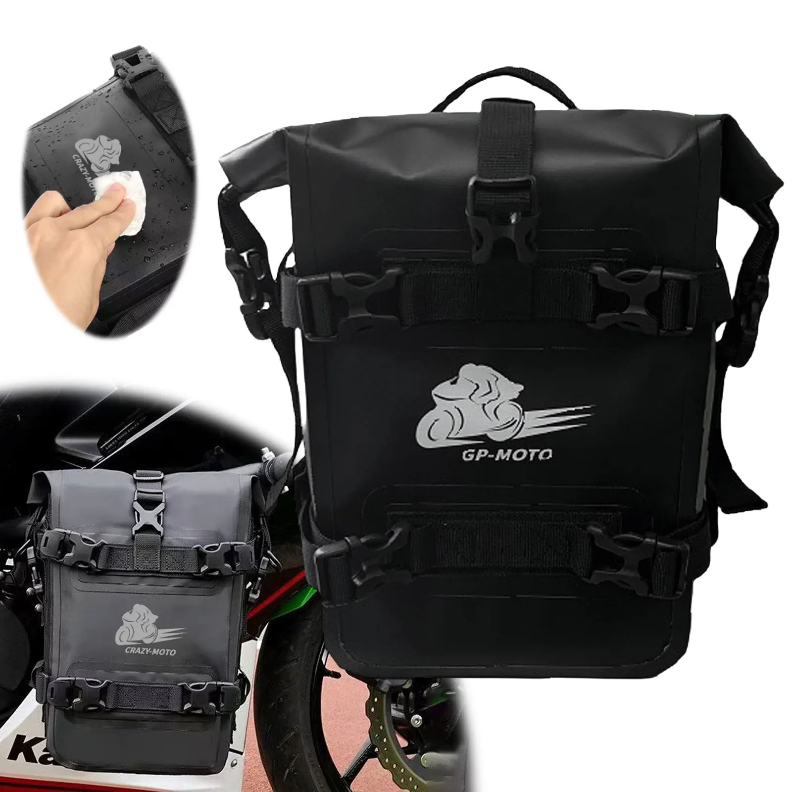 

Waterproof 8L Motorcycle Side Frame Bag Wear Resistant Motorcycle Crash Bar Bag Motorcycle Side Bag for Bicycle/ATV/UTV/Scooter