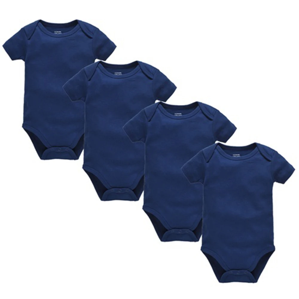 

2025 4 Pcs/lot Unisex Baby Bodysuit 0-24 Months Summer Soft Clothes 100% Cotton Solid Design Newborn Clothing