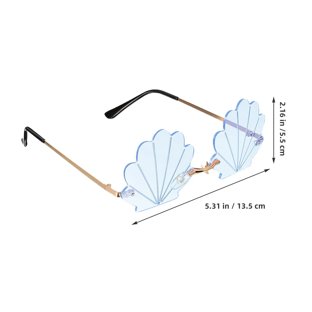 Lunettes de soleil en coquillage amusantes sans bords, 3 pièces, nouveauté d'été, plage, fête, accessoires de stand Photo, lunettes de soleil irrégulières