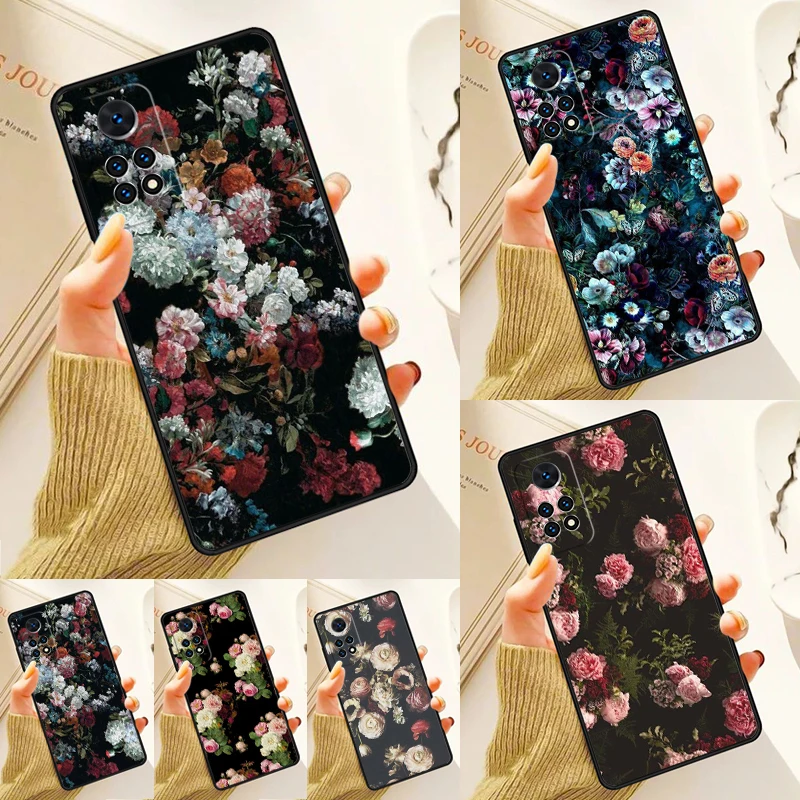 Midnight Garden Moody florals Case For Samsung Galaxy S24 Plus S23 S20 S21FE Lite S22 Ultra Note 20 S8 S9 S10 Phone Coque