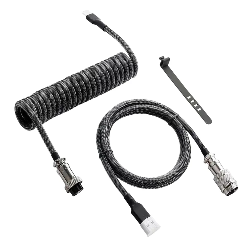 Câble enroulé USB haute performance pour claviers de jeu, fiches d'aviation en métal, câble de clavier mécanique 180cm/70.87 pouces