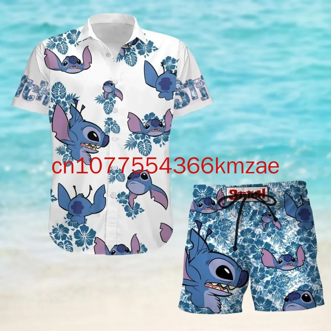 

Новинка 2023 года, гавайская рубашка Disney Stitch с 3D принтом, весенне-летний комплект для отдыха, пляжного отдыха, мужской и женский комплект с короткими рукавами