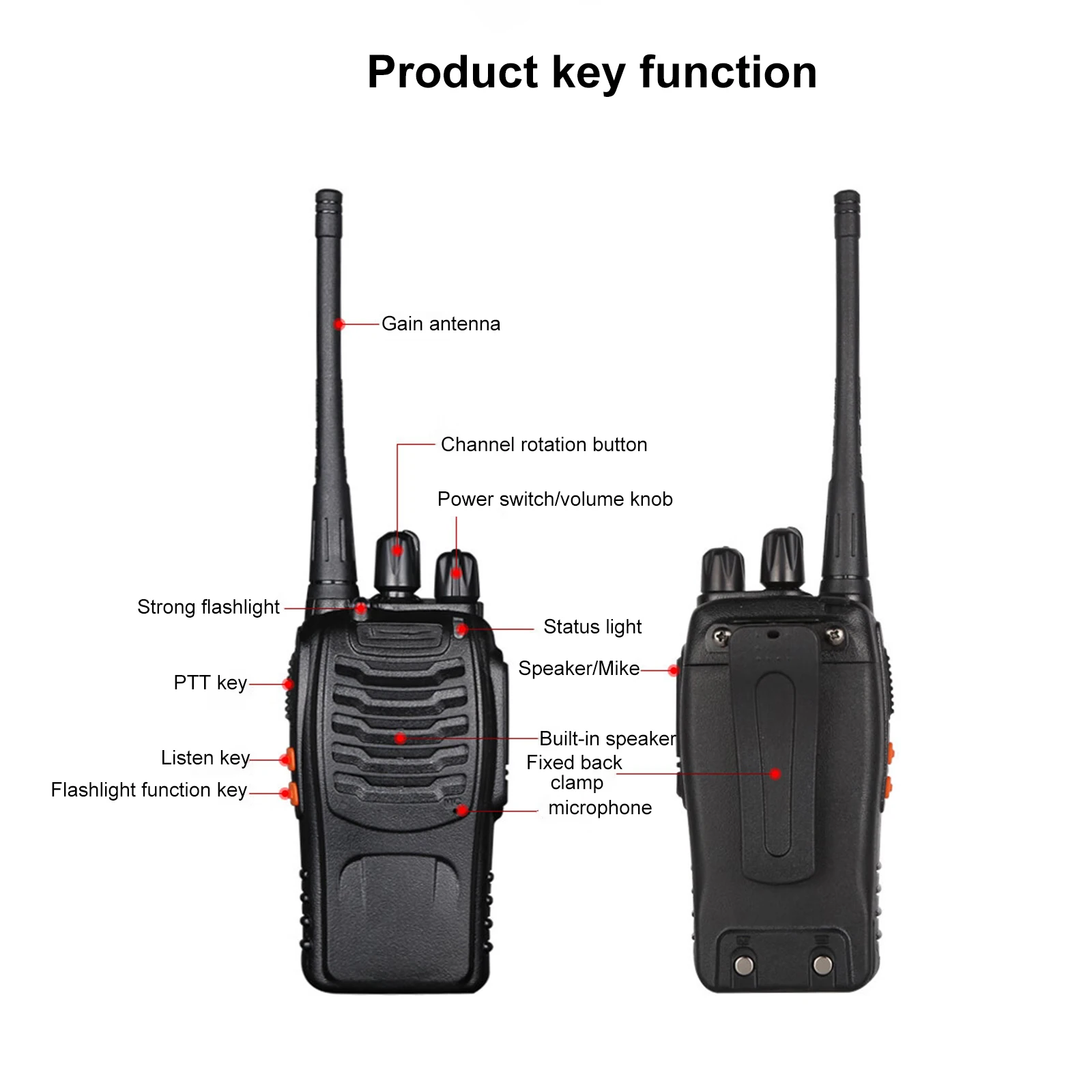 5W Walkie Talkie UHF 400-470MHz Frequenza di copia wireless Economico 5KM Ricetrasmettitore radio bidirezionale VHF FM a lungo raggio per hotel di caccia