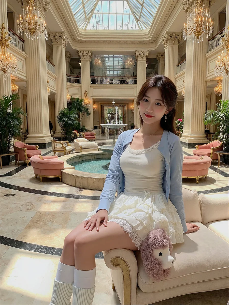 Faldas dulces de retazos de encaje para mujer, faldas de malla de retales en capas, elegantes, con volantes, fluidas, para banquete, verano, a la moda, delicadamente peludas